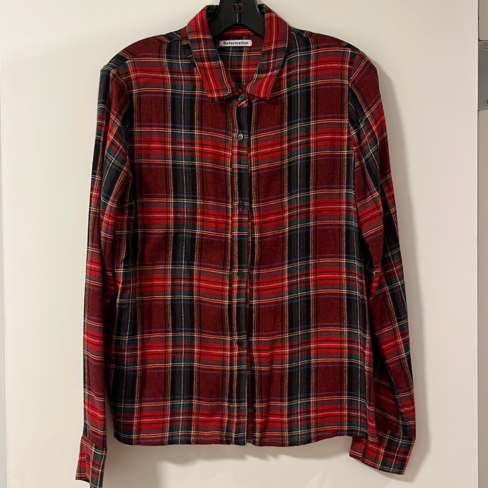 Reformation plaid button down shirt